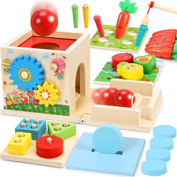 COOLJOY Montessori Spielzeug ab 1 Jahr | Holzspielzeug Motorikspielzeug ab 1 Jahr | 8-IN-1 STEM Gesc