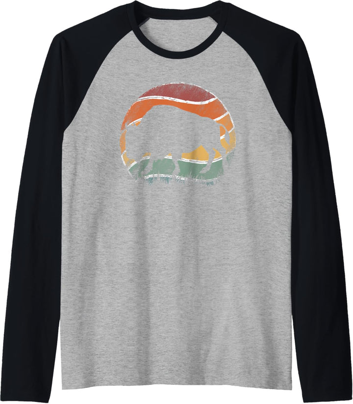 Retro Amerikanischer Bison Büffel - Vintage Buffalo Bison Raglan