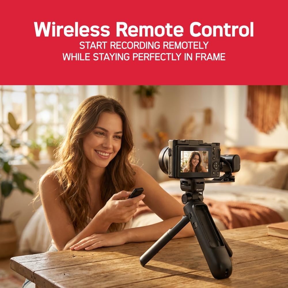 AGFA Photo Vlogging Kit VLG-4K Schwarz mit 8X optischem Zoom, Powerbank-Stativ, Fernbedienung, Mikro