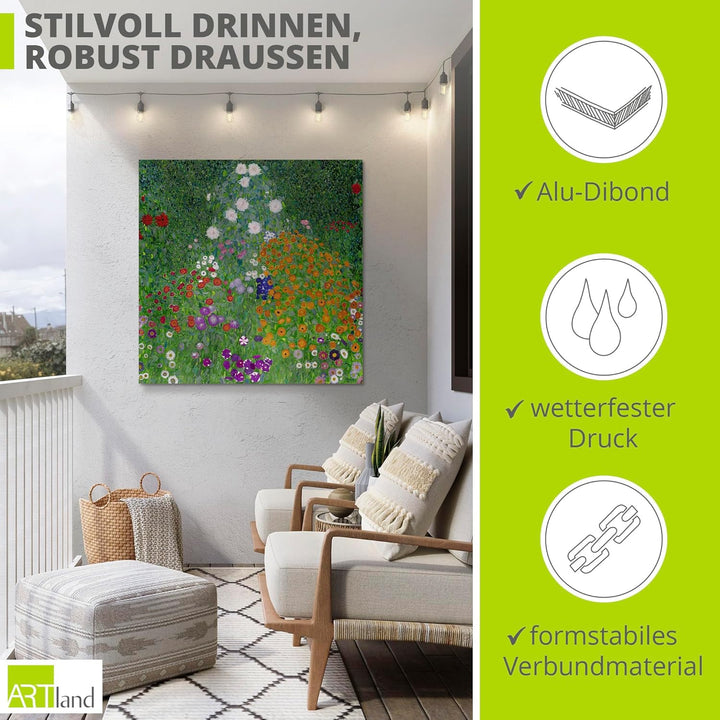 ARTland Wandbild Alu Verbundplatte für Innen & Outdoor Bild 40x40 cm Garten Pflanzen Blumen Farbe Fr