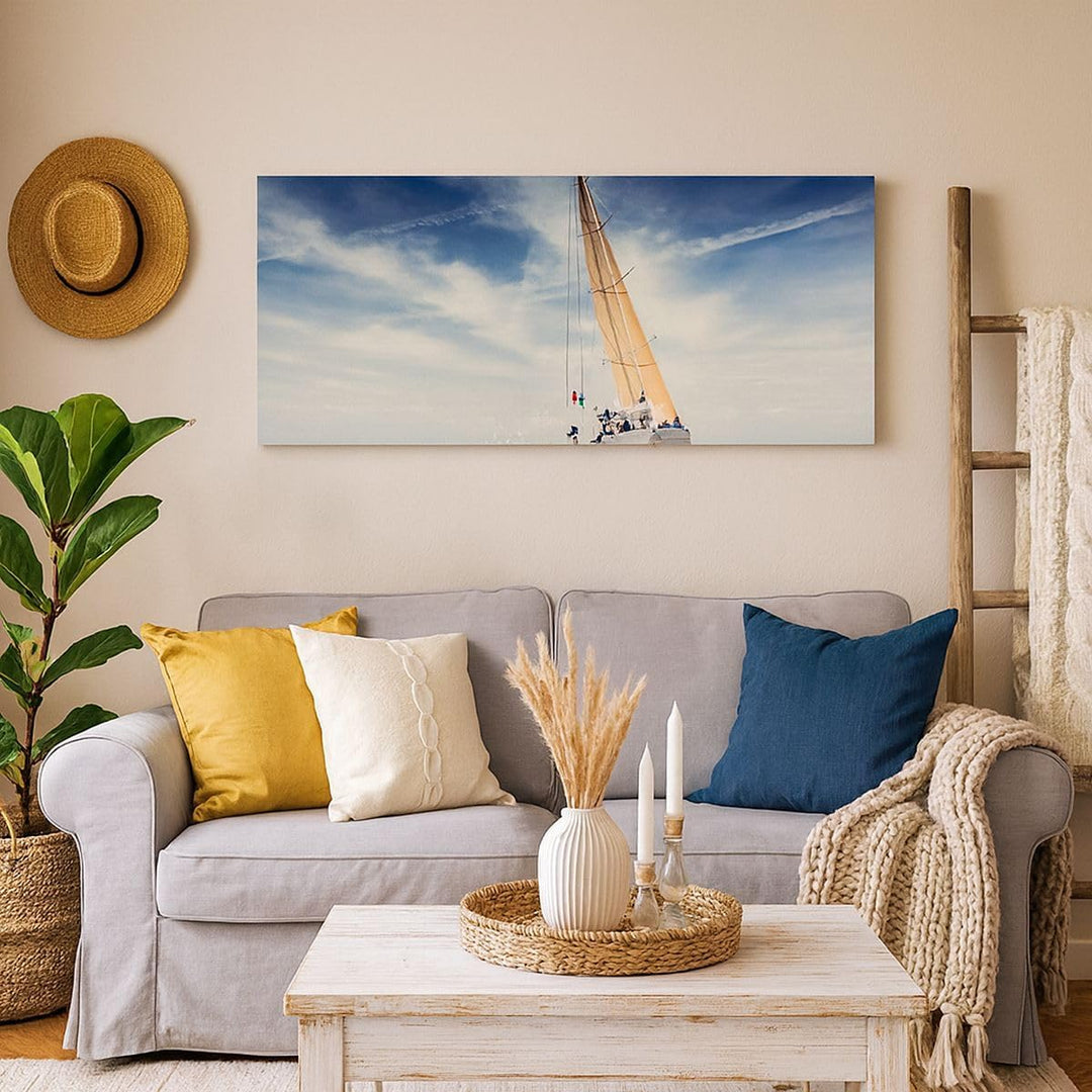 Panorama Bilder auf Leinwand Segeln Yacht Reise Leinwandbild 90x30cm Wandbilder Dekoration Wohnzimme