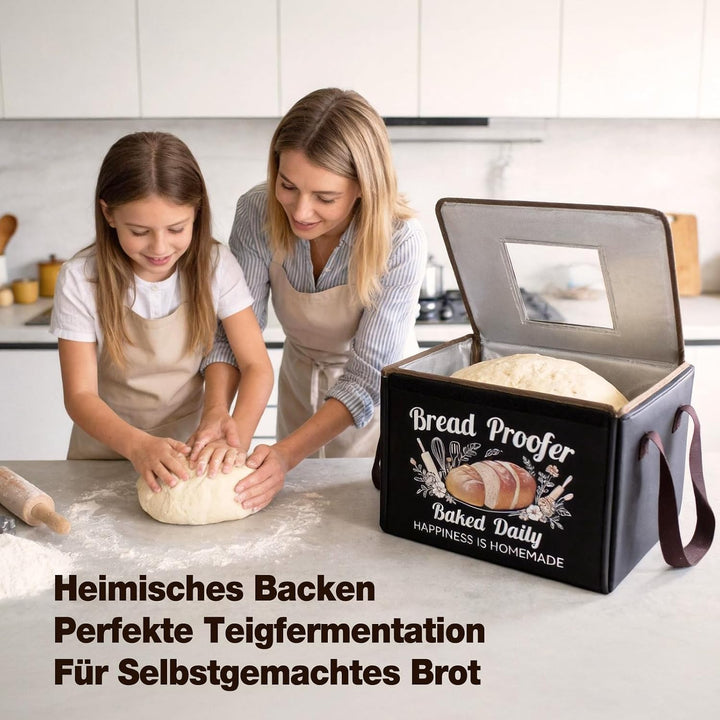 Faltbare Brot Gärbox mit Temperaturregelung 10–45 °C & 48H-Timer, Teigbox mit Deckel Metallgitter fü