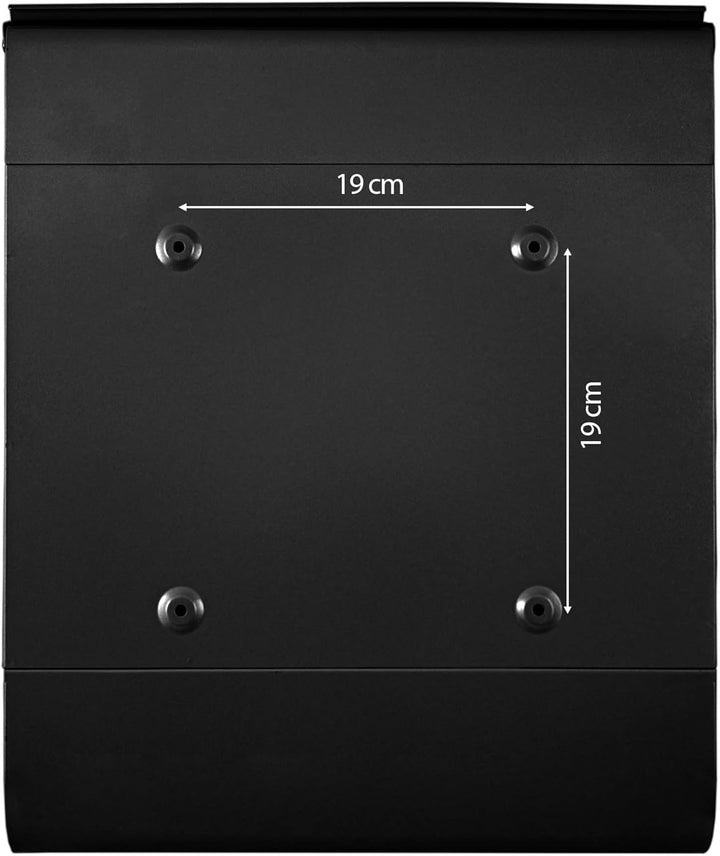banjado Design Briefkasten 38,5x46,5x13cm &amp; 2 Schlüssel - Briefkasten Stahl Schwarz mit Zeitungsfach