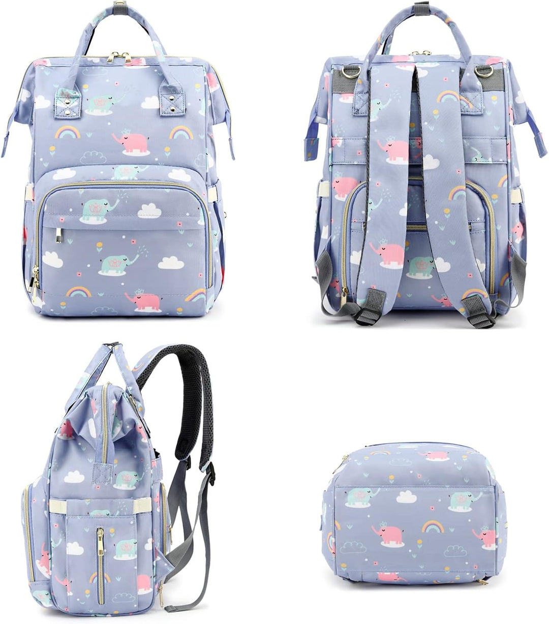 Wickeltasche Rucksack für Babys, Mädchen, Mutter, wasserdicht, grosse Windeltaschen für Frauen, Elef