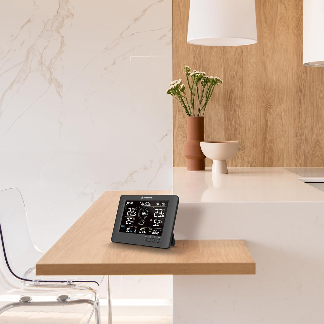 Bresser 8-in-1 ClearViewTB Wetterstation mit Hitzestress-Index, Sensirion-Sensor, 8-in-1-Multisensor