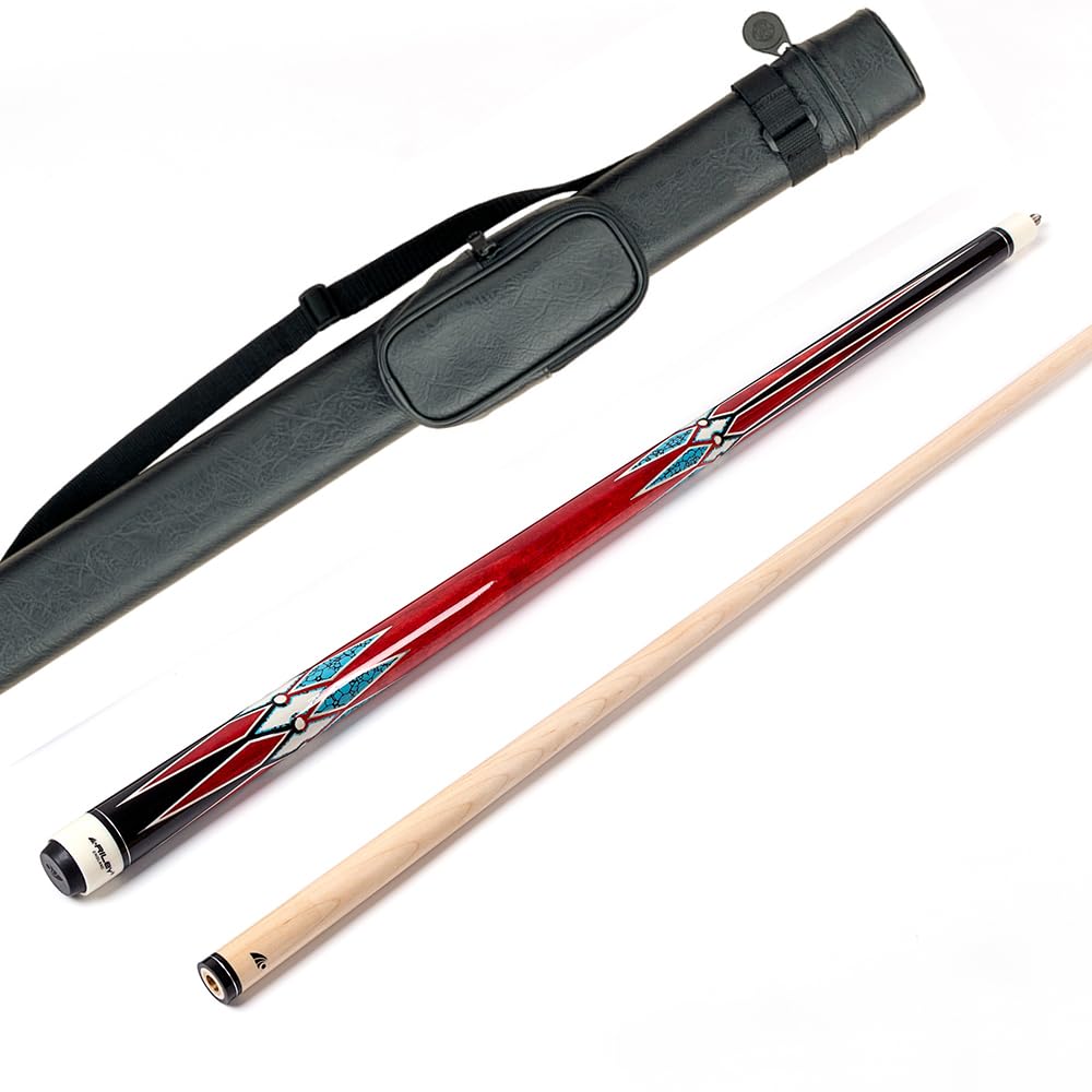 Riley American Pool Queue, 147 cm, 13 mm Spitze, komplett mit Hartschalenkoffer Rot Mit Koffer, Rot