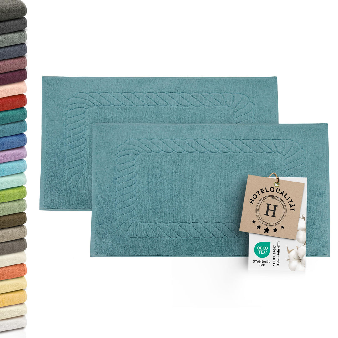 ZOLLNER 2er Set Badematten - weiche und saugstarke Duschvorleger - waschbar bis 95°C - Baumwolle - 5