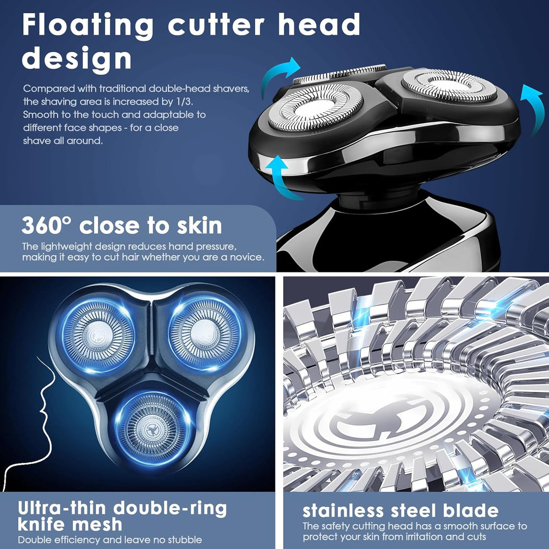 Elektrorasierer, Rasierer Herren Elektrisch 4-in-1,Trimmer Bartschneider Wiederaufladbar Nass- und T