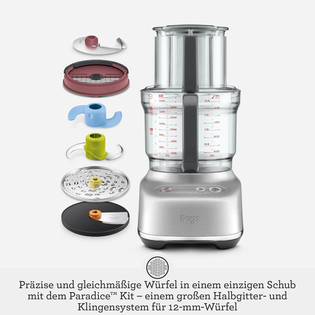 Sage - The Paradice 9 - Küchenmaschine inklusive Zubehörbox - Würfeln, Hobeln, Kneten, Scheiben schn