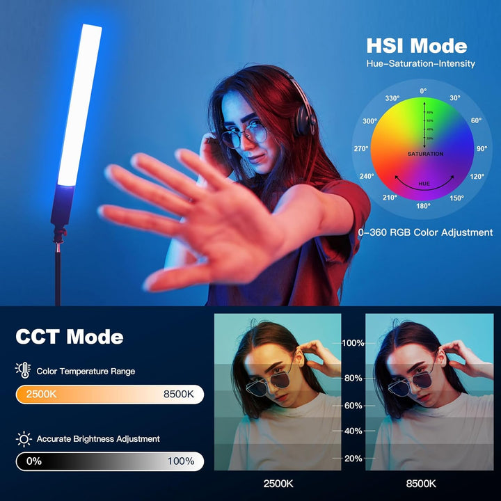 Soonpho Video Leuchtstab Stick Light Tube RGB LED Lichtstab für Studio 2500K-8500K CRI≥97 TLCI≥97