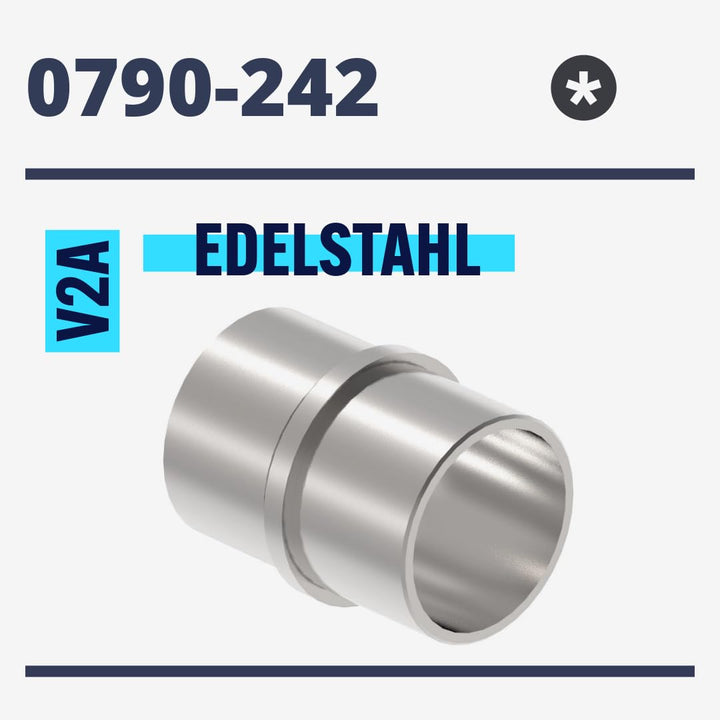 Sellon24® 4 x Rohrverbinder Verbindungsmuffe für Ø 42,4 Rundrohr, Edelstahl V2A Rohr Steckverbindung