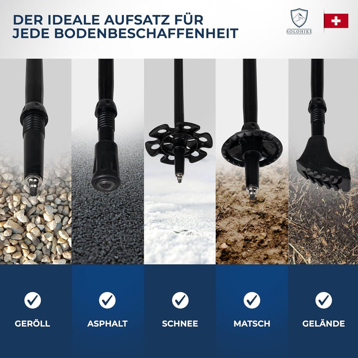 Nordic Walking Stöcke für Damen und Herren | rutschfeste Korkgriffe | Mit Tragetasche und Aufsätzen
