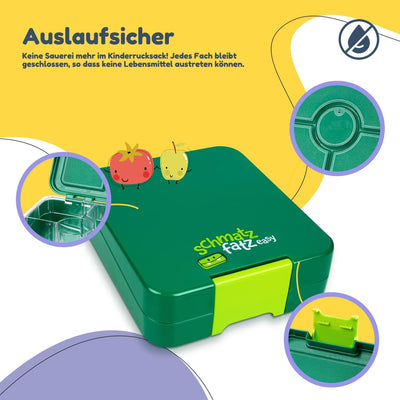 schmatzfatz Easy Bento Lunchbox für Kinder, BPA-frei, Lunchbox mit 4 Fächern, leicht zu öffnen und z