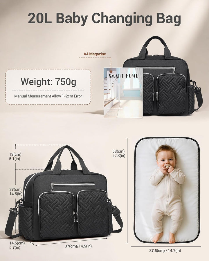 KONO Baby Wickeltasche Windeltasche zum Aufhängen am Kinderwagen, Grosse Reisetasche mit Isolierten