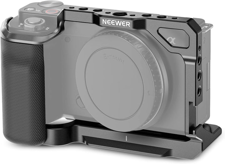 NEEWER ZV-E10 Kamerakäfig mit Silikongriff, 1/4" Gewinde, 3/8" ARRI Positionierungslöcher, Arca Typ