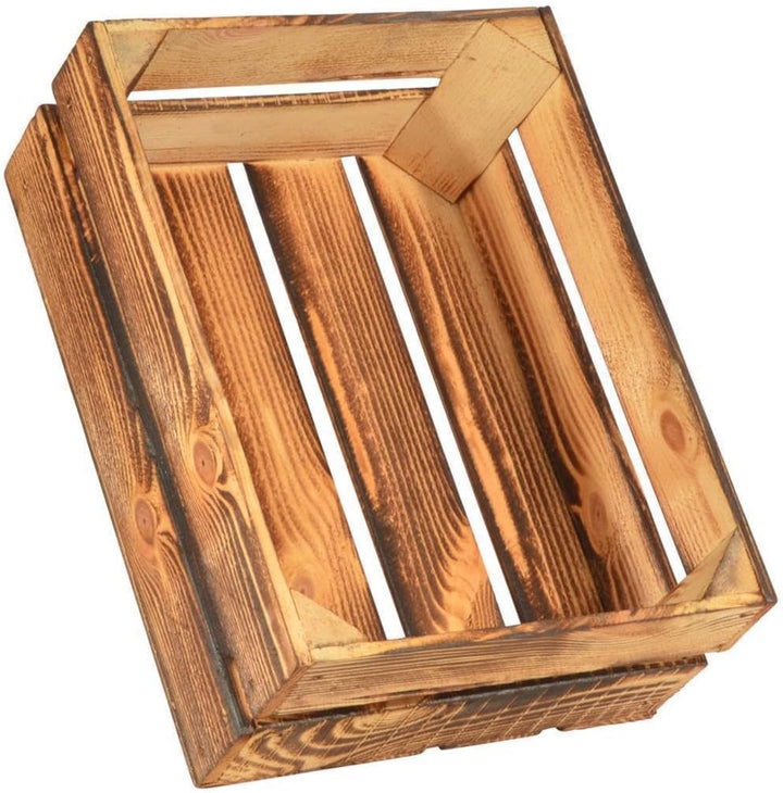 4 Set Geflammte Obstkisten - 38x28x15cm Holzkisten Weinkisten Apfelkisten 38x28x15cm Hell Geflammt 4