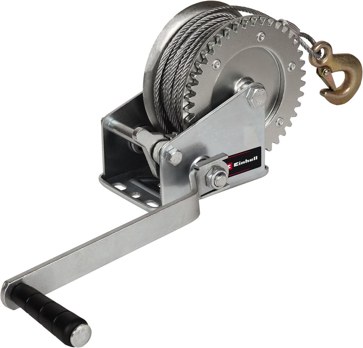 Einhell Handseilwinde TC-WI 800 (max. Tragkraft 800 kg, 20 Meter langes drallfreies Drahtseil, Rückl