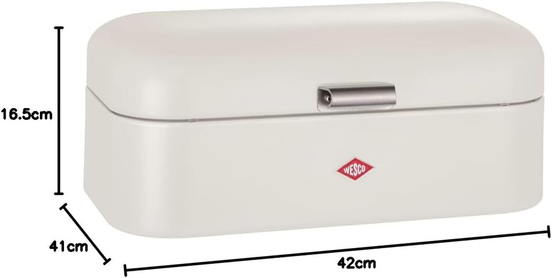Wesco Grandy Brotkasten in der Farbe sand matt, pulverbeschichtetes Stahlblech, Lüftungslöcher und s
