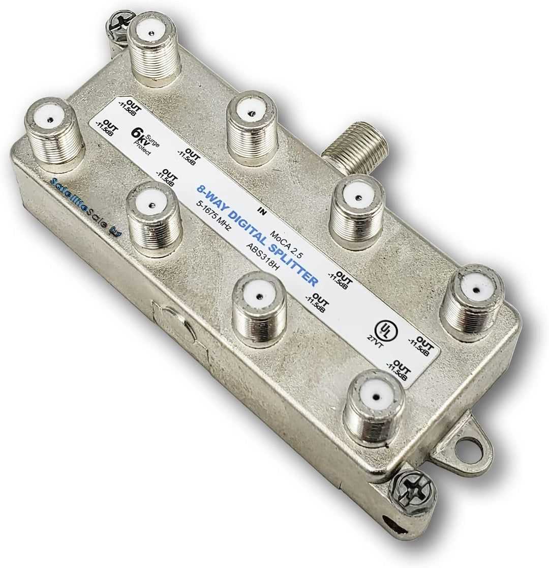 Amphenol 8-fach digitaler Splitter MoCA 2.5 ABS318H silber 8 Way, 8 Way