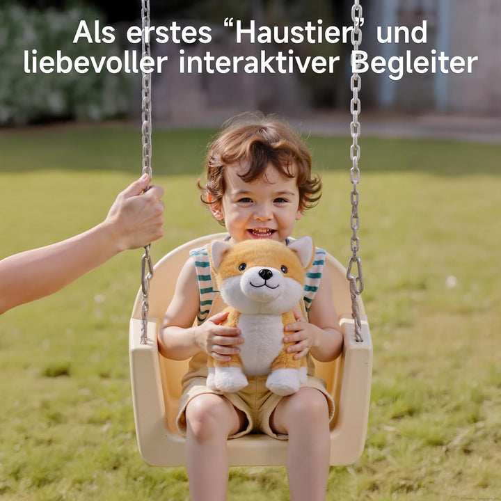 Interaktiver Plüschwelpe, Realistischer Bellender Hund Spielzeug Kinder, Plüschhund mit Musik und Be