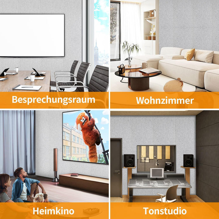 2.88㎡ Akustikpaneele 120x60 cm 4er Selbstklebend Akustikplatten Schallschutzplatten für Homeoffice &