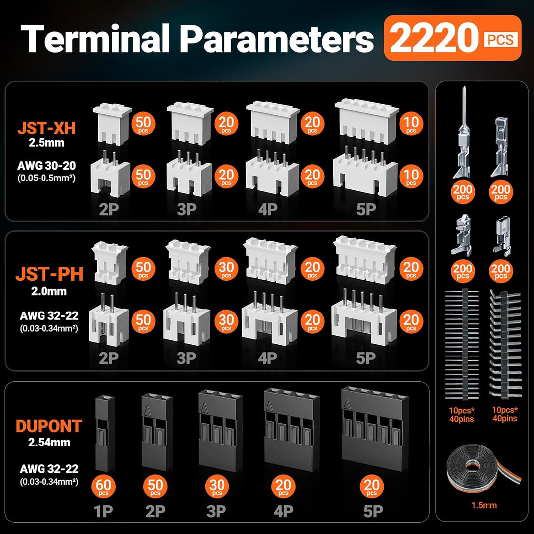 Preciva 2220pc DuPont Crimpzange Tool Crimpzange Set passt für 0.08-1.5 (AWG28-16) mm nicht isoliert