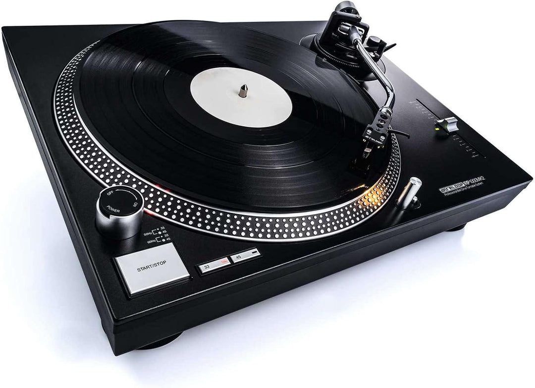 Reloop RP-1000 MK2 - Riemenantrieb für DJ und HiFi, 33 1/3 & 45 RPM, ausfahrbare Nadelbeleuchtung, p