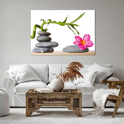 Bilder auf Leinwand 100x70cm Leinwandbild Ruhig blume dekoration stein Gross Wanddeko Bild Schlafzim