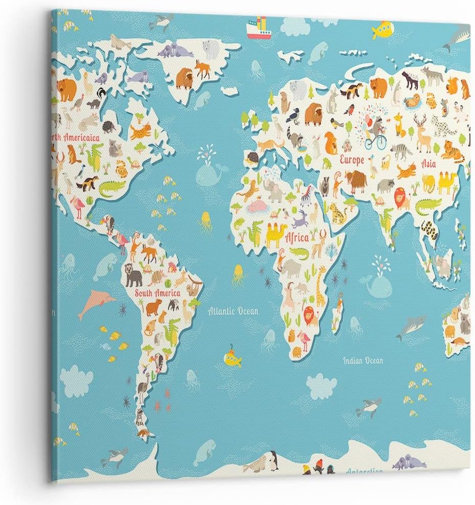 Bilder auf Leinwand Geographie Globus Grafik Illustration Leinwandbild 60x60cm Wandbilder Dekoration