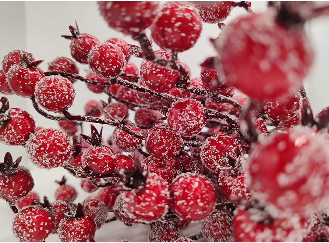 Künstliche Beeren Fake Mini Rot Holly Beeren Künstlicher Beerenzweig rote Beeren für Weihnachten Kun