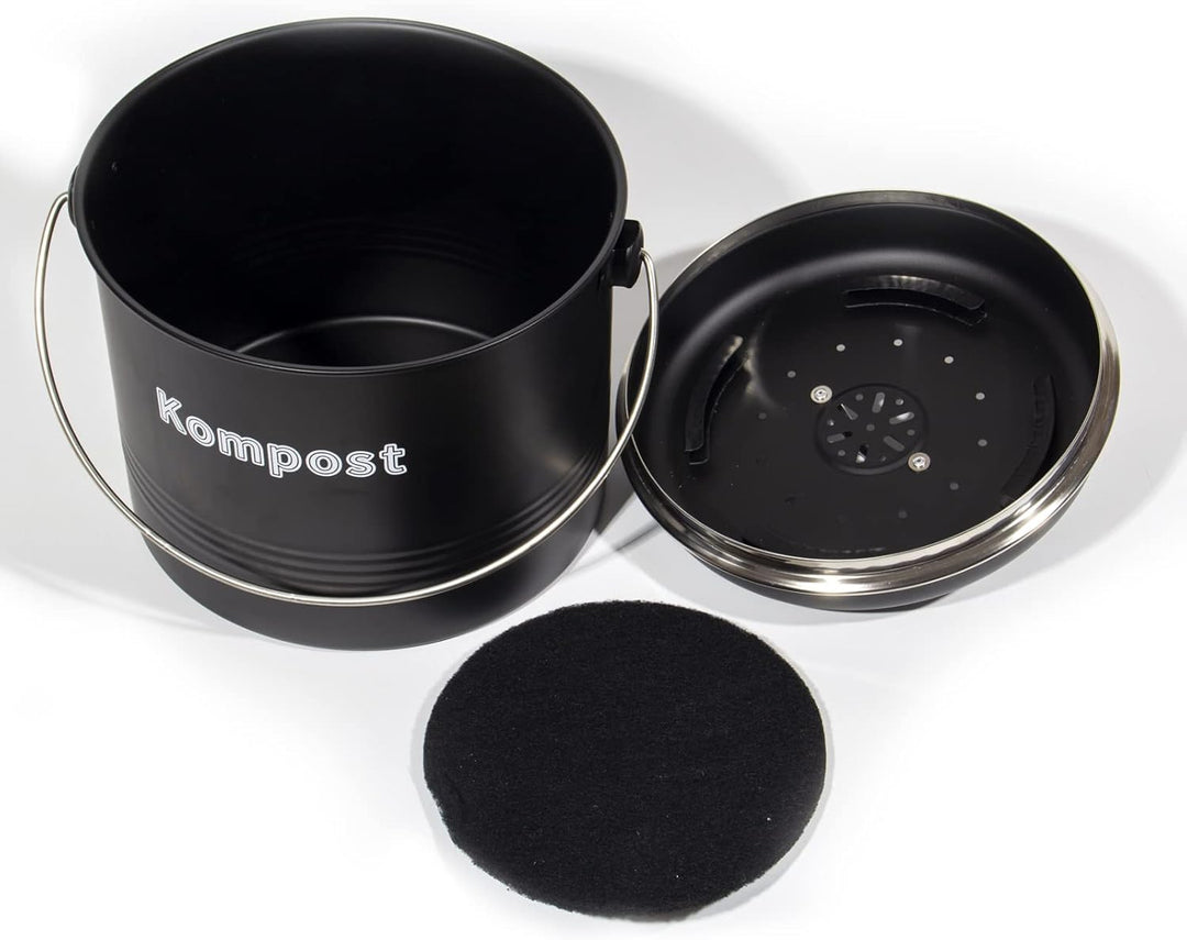 Theo&Cleo Biomülleimer Küche 7 L, Bio Mülleimer Geruchsdicht mit Aktivkohlefiltern, Komposteimer Met