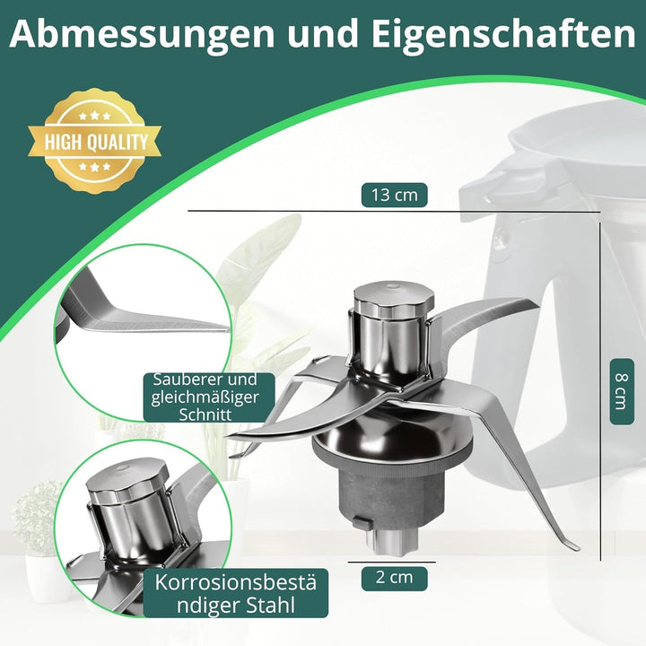 NAMAI - Messer für Thermomix, Edelstahl, 100% Kompatibles Ersatzteil, Thermomix Messbecher TM21, Ein