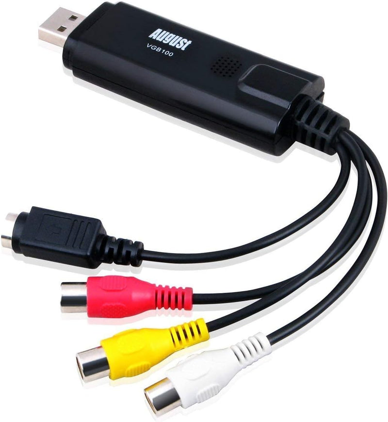 USB 2.0 Audio Video Grabber Konverter - August VGB100 - Scart, S-Video, Composite – VHS Hi8 Kassette