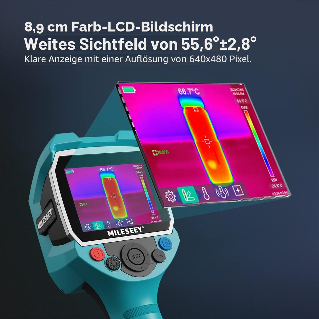 Infrarot Wärmebildkamera,MiLESEEY Handheld Thermokamera 3,5 Zoll LCD-Anzeige,Wiederaufladbar,6 Palet