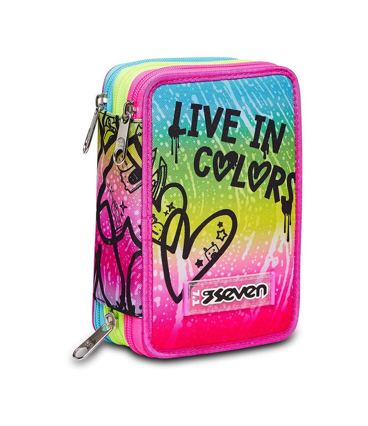 Seven Federmäppchen, Mäppchen, Mehrfarbig, Federtasche für Schreibwaren, Etui komplett mit Bleistift