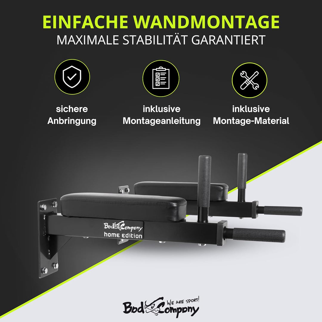 Bad Company Dip-Station zur Wandmontage I Dips-Barren zur Anbringung an der Wand für das Homegym I P