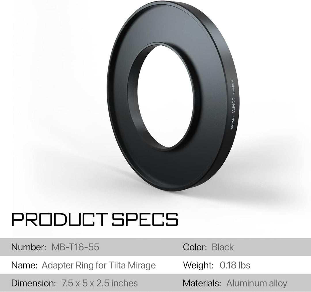 Tilta 55mm Objektivaufsätze Adapterring für MB-T16 Mirage Matte Box Kamera Objektivadapter MB-T16-55