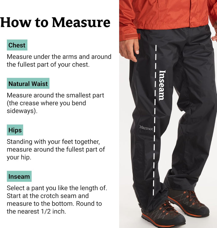 Marmot Herren Precip Eco Pant, wasserdichte Regenhose, Winddichte Wanderhose, atmungsaktive Regenkle