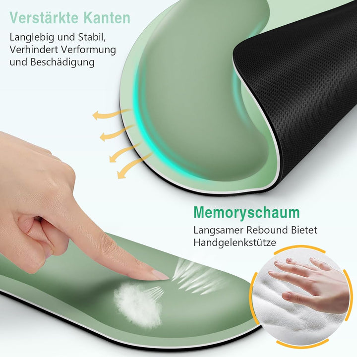 Mousepad Set, 3-in-1 Mauspad mit Gelkissen+Handballenauflage Tastatur+Untersetzer,Mouse Pad mit Ruts