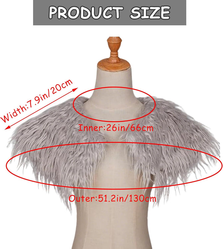 Damen Viking Kunstfell Kragen Künstlicher Pelzkragen Mädchen Wikinger Fell Schulter Pelzschal Faux S