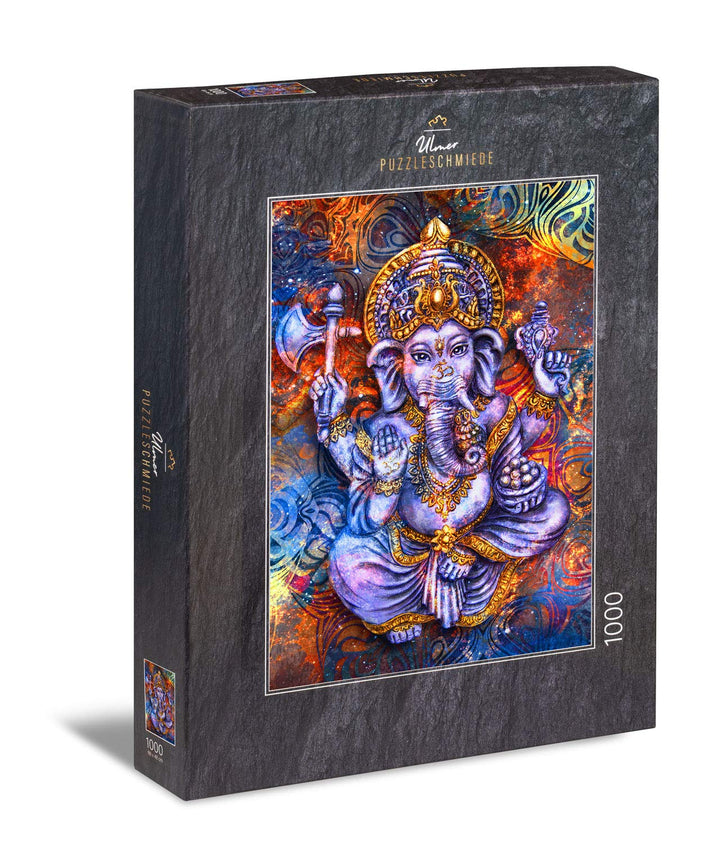 Ulmer Puzzleschmiede - Puzzle „Ganesha“ - Klassisches 1000 Teile Puzzle – Puzzlemotiv der populären