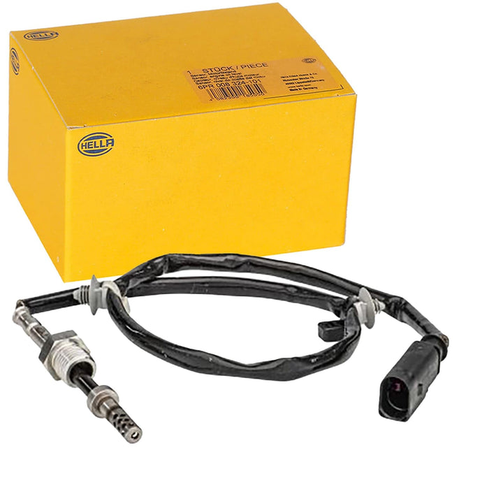 HELLA 6PT 358 181-171 Sensor, Abgastemperatur - 2-polig - geschraubt - Kabel: 495mm - mit Befestigun