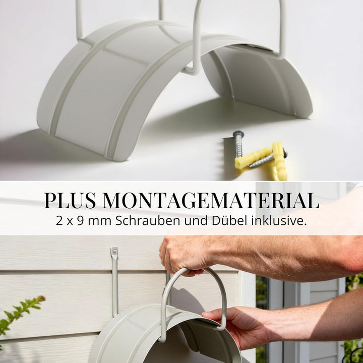 Livlig53 Gartenschlauch Halterung für 1/2 Zoll Schläuche bis 30m aus verzinktem Stahl, Wandhalterung