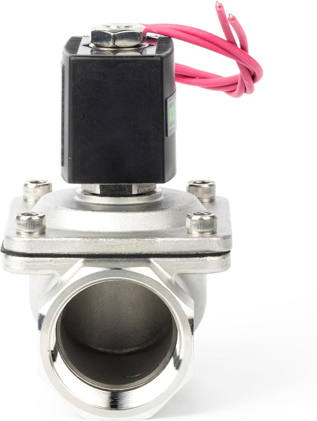 U.S. Solid 1-1/4" Magnetventil - Edelstahl DC 12V mit Viton-Dichtung, stromlos geschlossen, Bleidrah
