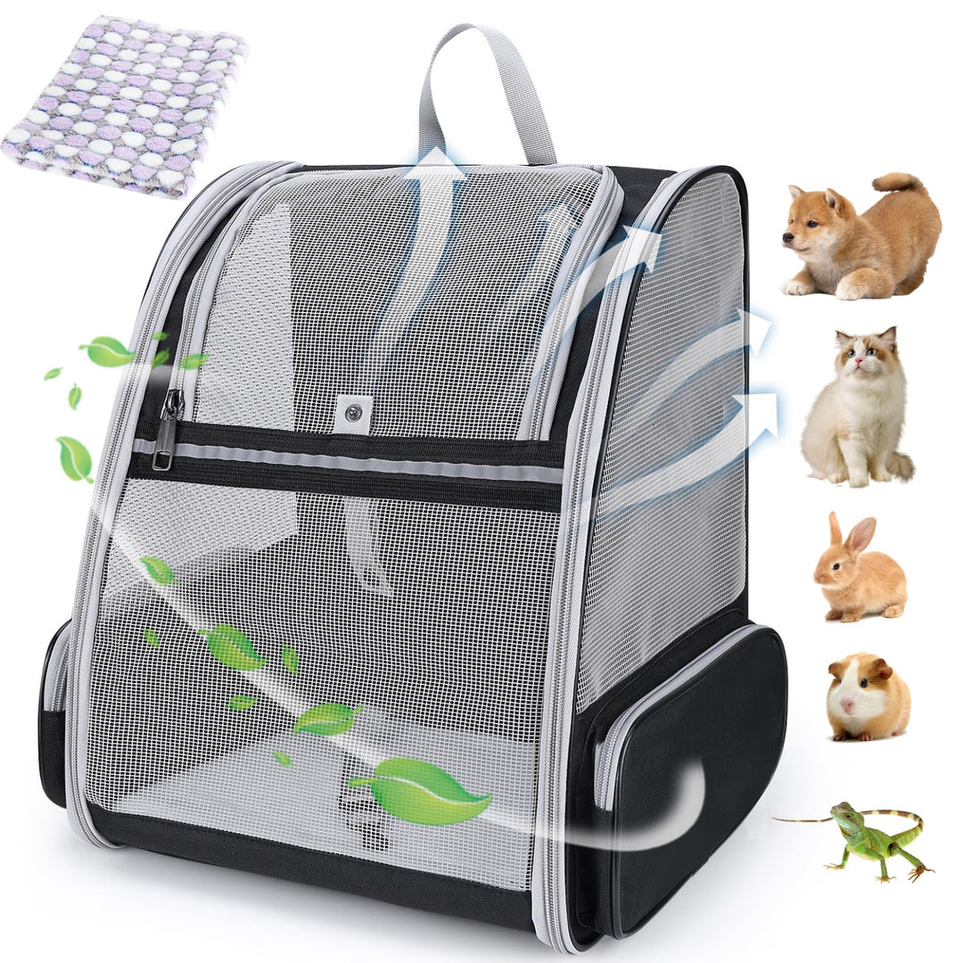Lollimeow Haustier-Rucksack für Hunde und Katzen, Welpen, voll belüftetes Mesh, von Fluggesellschaft