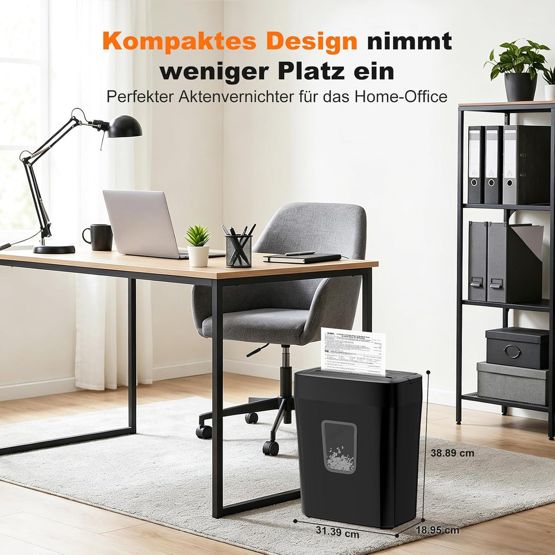 Bonsaii P4 Aktenvernichter, 8 Blatt, Schredder für Zuhause und Büro, C261-C | Kreuzschnitt 5x14mm, S