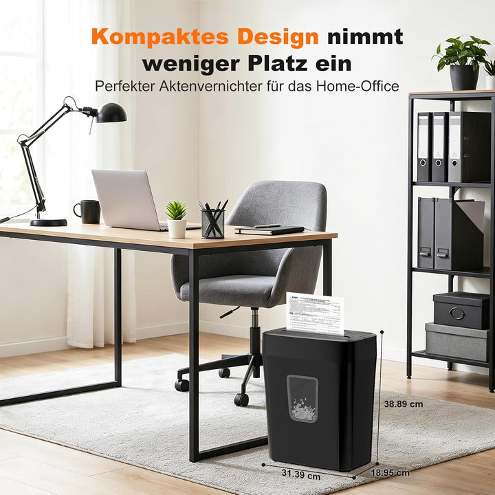 Bonsaii P4 Aktenvernichter, 8 Blatt, Schredder für Zuhause und Büro, C261-C | Kreuzschnitt 5x14mm, S