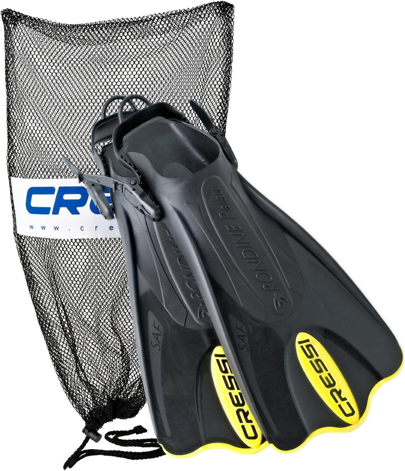 Cressi Palau Short Snorkeling Fins with Mesh Bag, Yellow, X-Small/Small