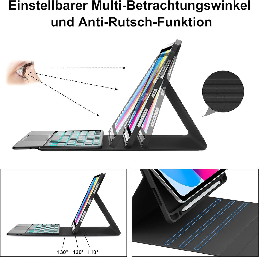 Tastatur Hülle Für iPad A16 11/10 Generation 2025/2022(11/10.9 Zoll), Hülle Mit Tastatur Für iPad 11