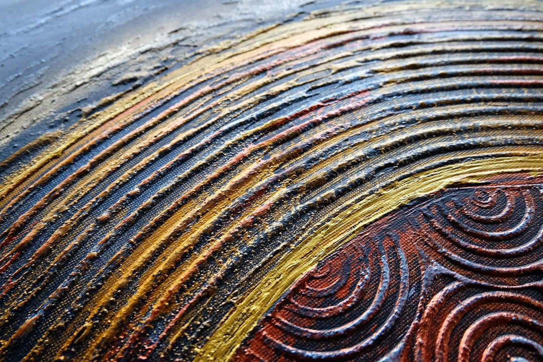 Monica Mirafiori I 100% HANDGEMALT I Gemälde Gold Rings 100x70cm | Gemälde Handgemalt | Acrylgemälde